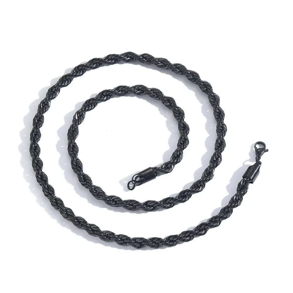 20 inch Customized Stainless Steel Link Chain for Men & Women 4mm-7mm Waterproof Gold Plated Wheat Necklace Imitation Pearl