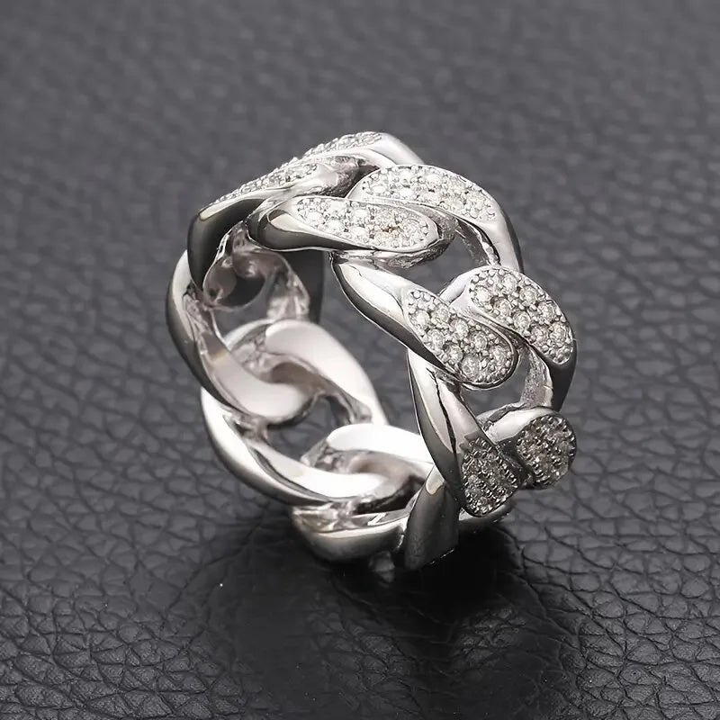Silver Plated Zircon Band Rings Full Paved Dazzling