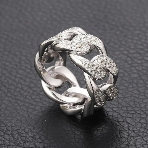 Load image 1 in gallery view. Silver Plated Zircon Band Rings Full Paved Dazzling