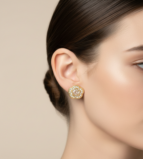 Load image 1 in gallery view. Camellia Earrings  Rectangular Zircon Stud Earrings Women Anniversary