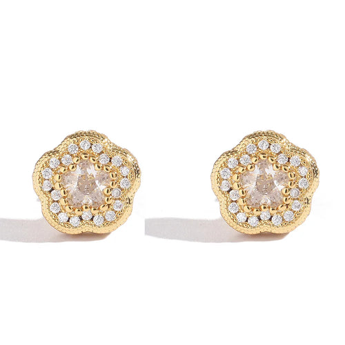 Load image 1 in gallery view. Camellia Earrings  Rectangular Zircon Stud Earrings Women Anniversary