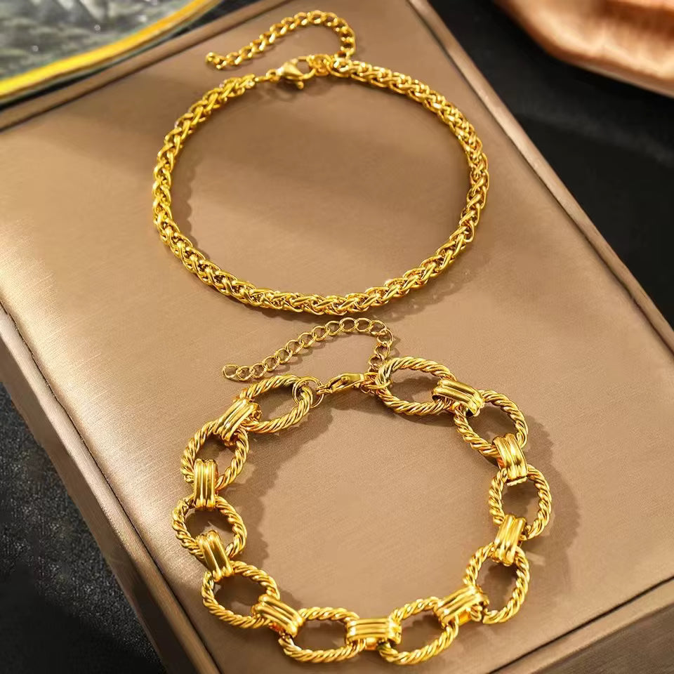 18K Gold Plated Luxury Fashion Charm Chain Bracelet