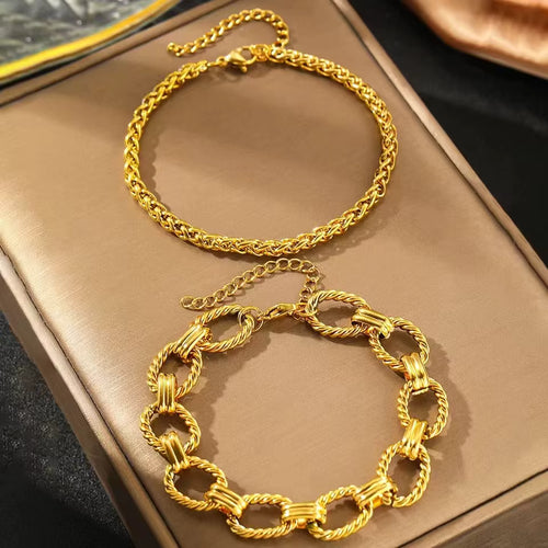 Load image 1 in gallery view. 18K Gold Plated Luxury Fashion Charm Chain Bracelet