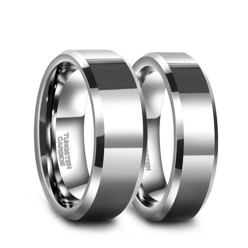 Load image 1 in gallery view. 6MM High Polished Beveled Edge Tungsten Carbide Rings for Women and Men