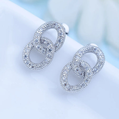 Load image 1 in gallery view. Rhodium Plated Studs Earring Cuban Links Rhodium Plated For Women Children