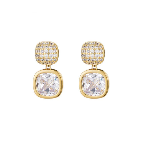 Load image 1 in gallery view. Luxury Gold Plated Geometric Square Stud Pearl Earrings