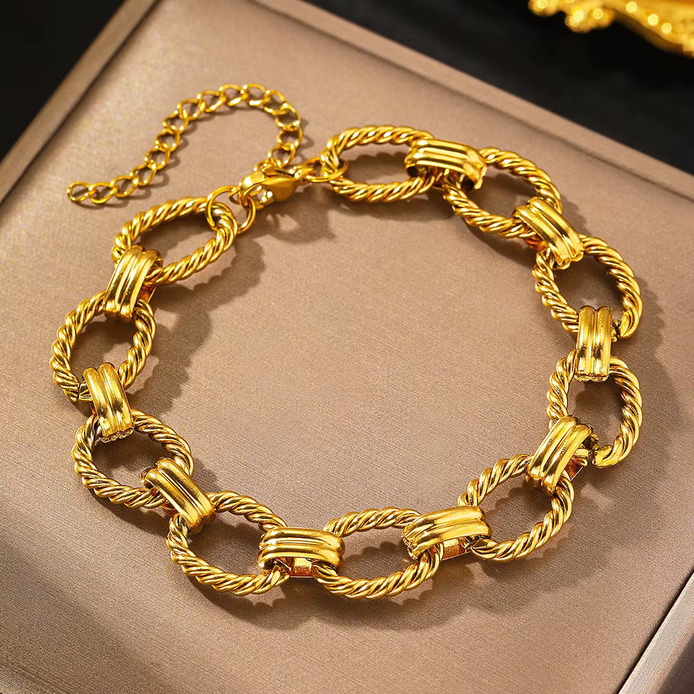 18K Gold Plated Luxury Fashion Charm Chain Bracelet