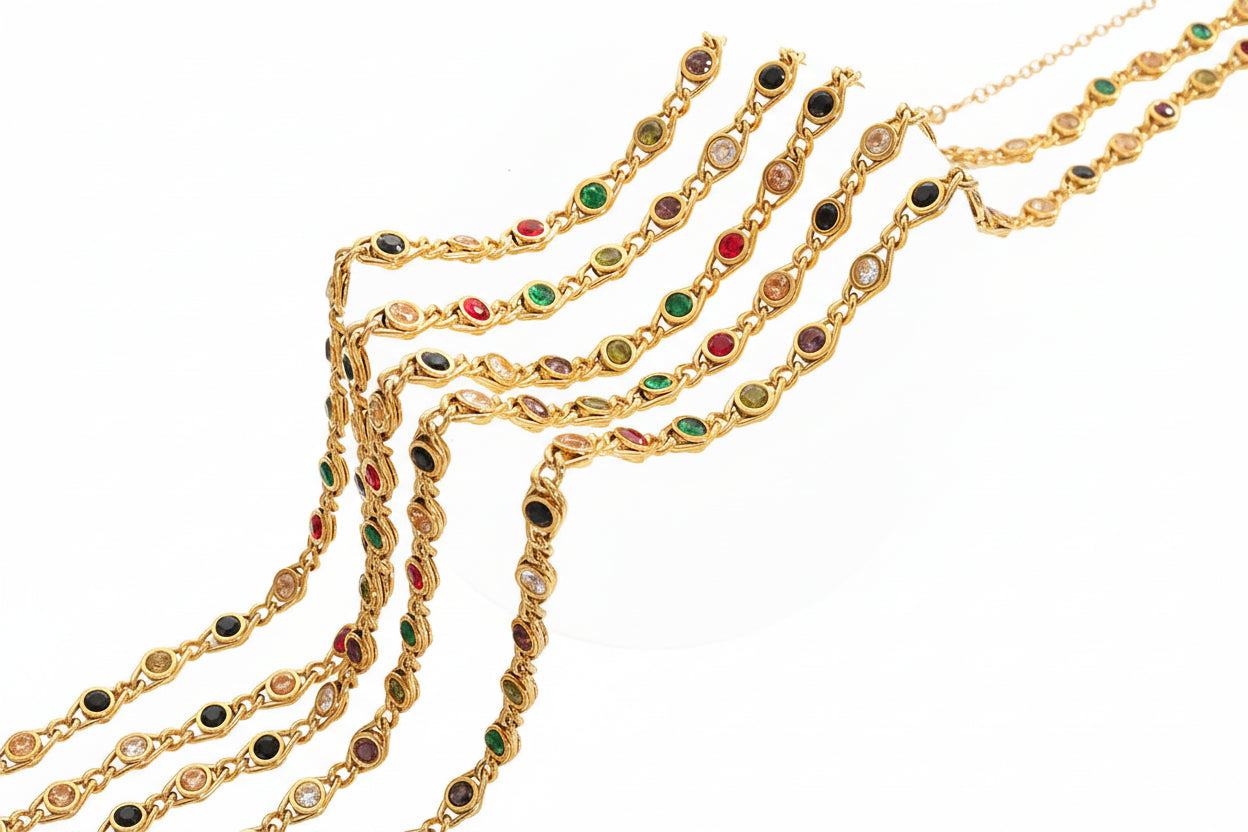 18K Gold Plated Titanium Bracelets, Necklace, Minimalist French Retro Style Zircon for Women