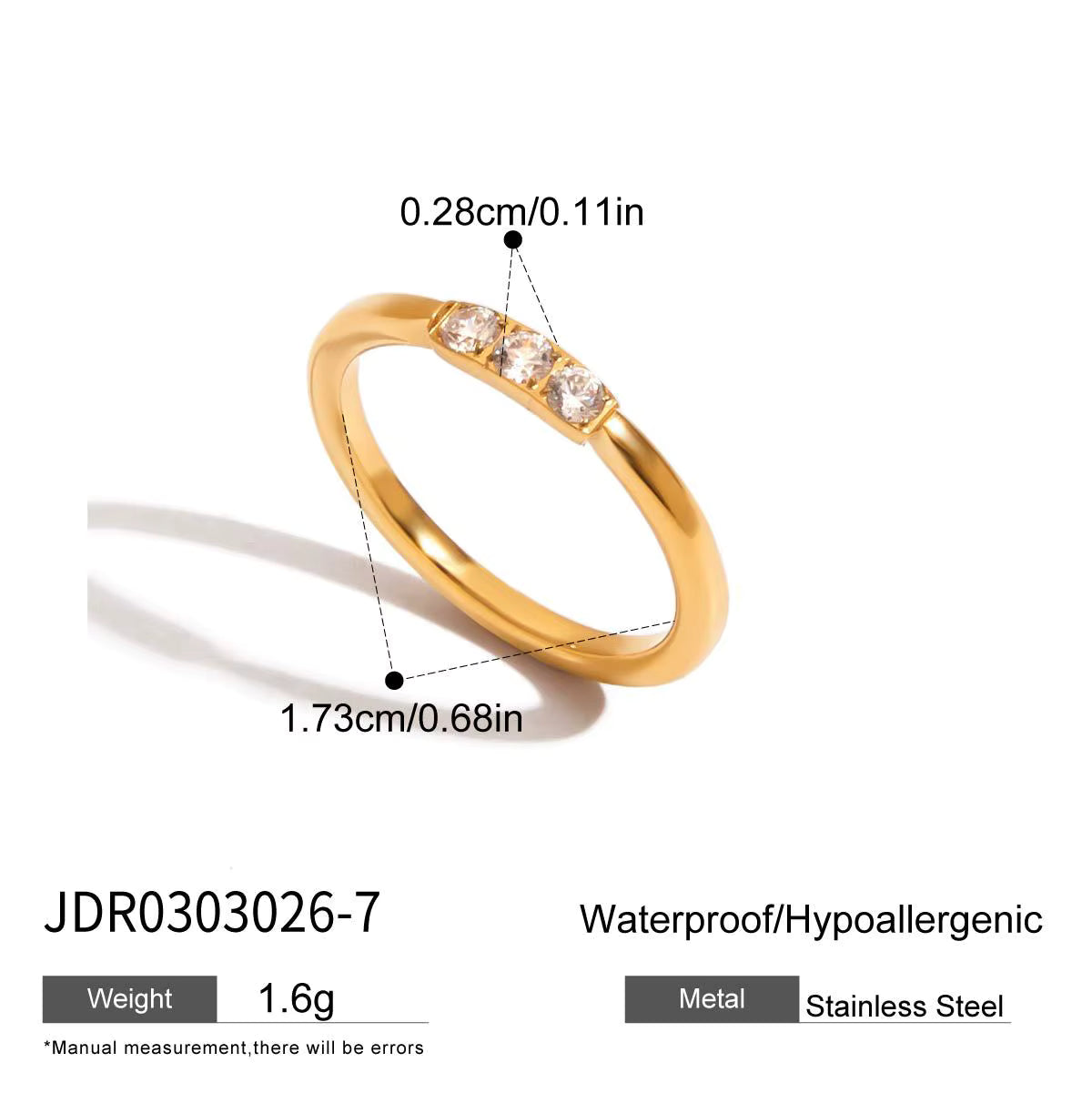 18K Gold Plated White Zirconia Multi Style Rings