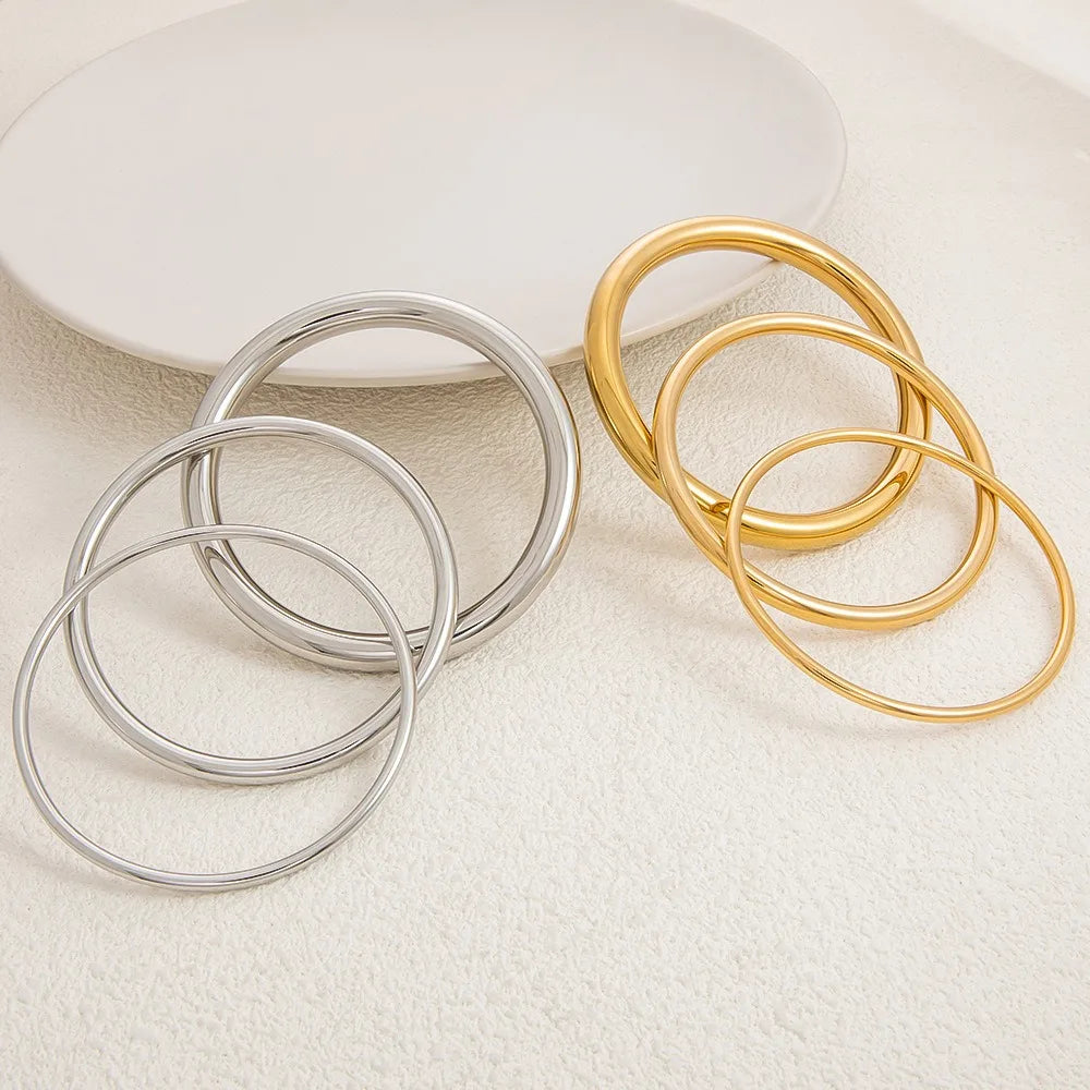 Silver Plated Waterproof  Bangle Bracelets Minimalist Band Fashion Jewelry