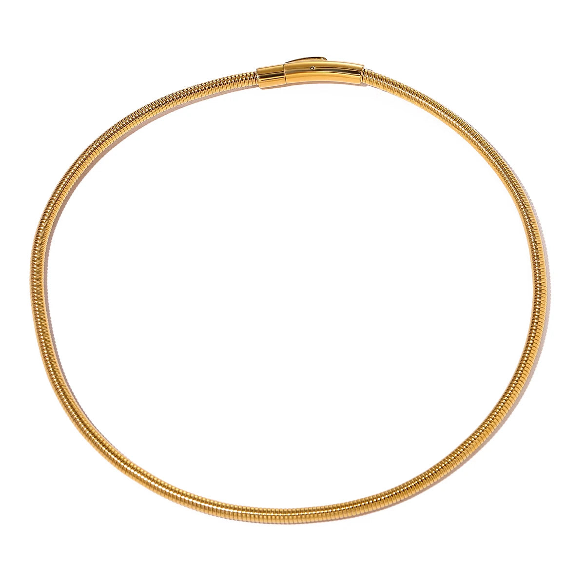 18K Gold Plated Round Snake Bone Chain Woman Necklace