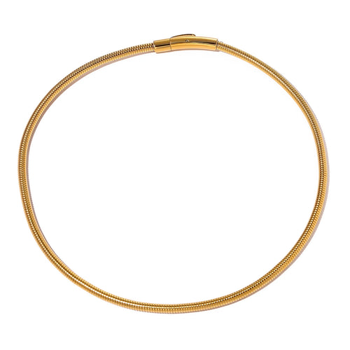 Load image 1 in gallery view. 18K Gold Plated Round Snake Bone Chain Woman Necklace