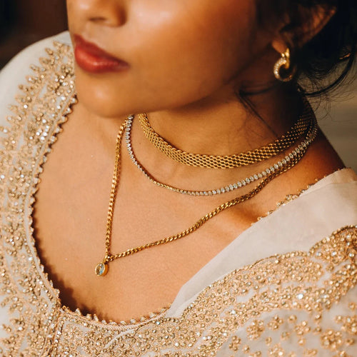 Load image 1 in gallery view. 18k Gold Plated for Women Minimalism Choker Link Chain Necklace Waterproof