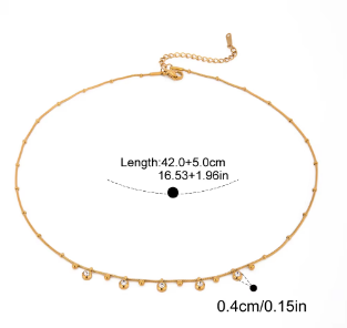 18K Gold Plated Classic Rhinestone Smooth Spacer Beads Pendant Necklace