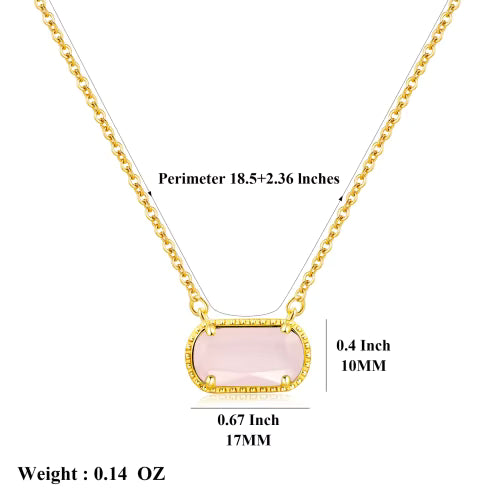 18k Gold Plated Pendant for Women Girls Ladies Trendy Cute Birth Stone Gemstone Necklace