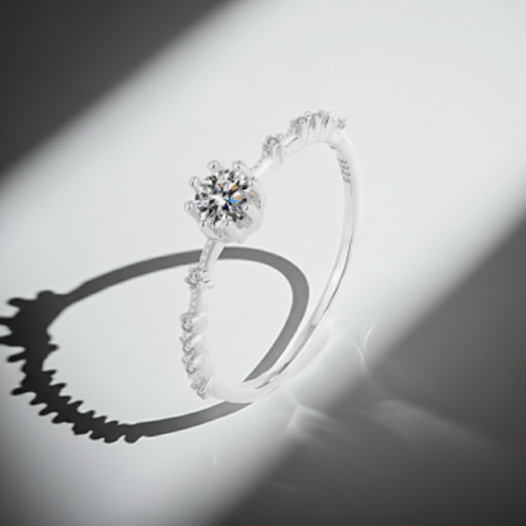 925 Sterling Silver Clear Zircon Ring for Women
