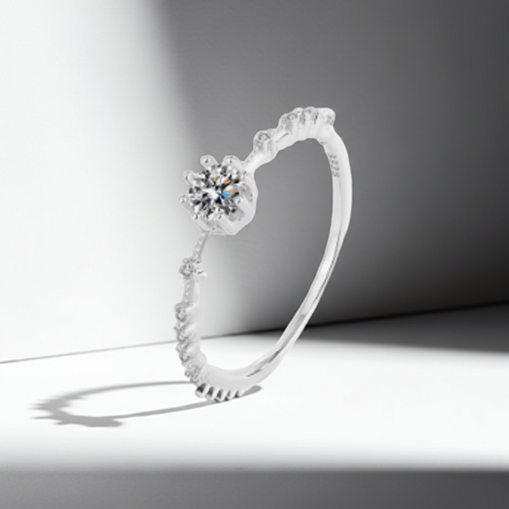 925 Sterling Silver Clear Zircon Ring for Women
