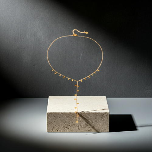 Load image 1 in gallery view. Dainty 18K Gold Plated Stainless Steel Cubic Zirconia Long Y Shape Necklace