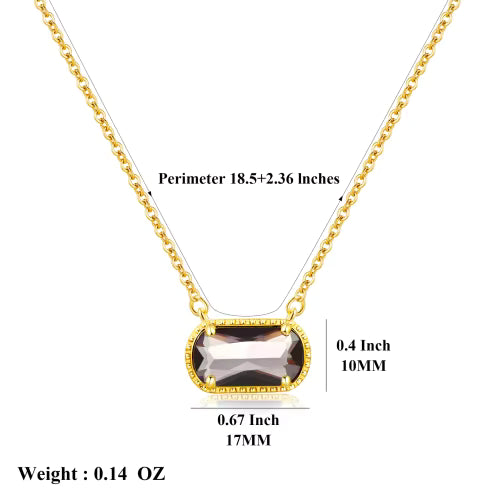 Load image 1 in gallery view. 18k Gold Plated Pendant for Women Girls Ladies Trendy Cute Birth Stone Gemstone Necklace