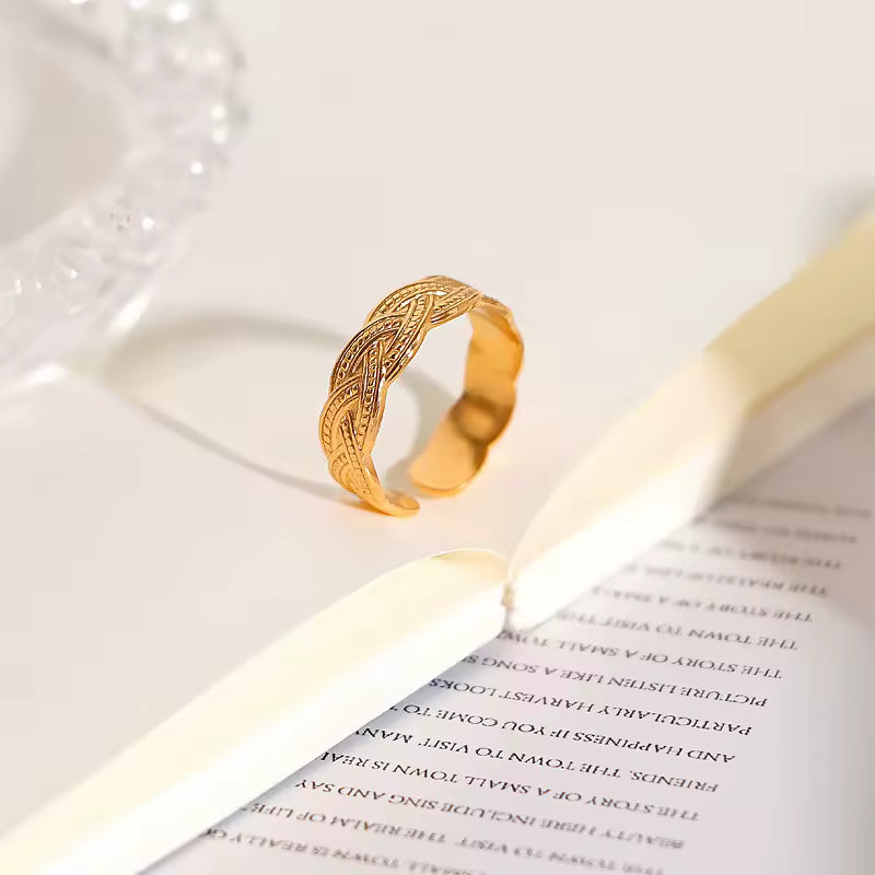 18K Yellow Gold Plated Stainless Steel  Adjustable Opening Ring