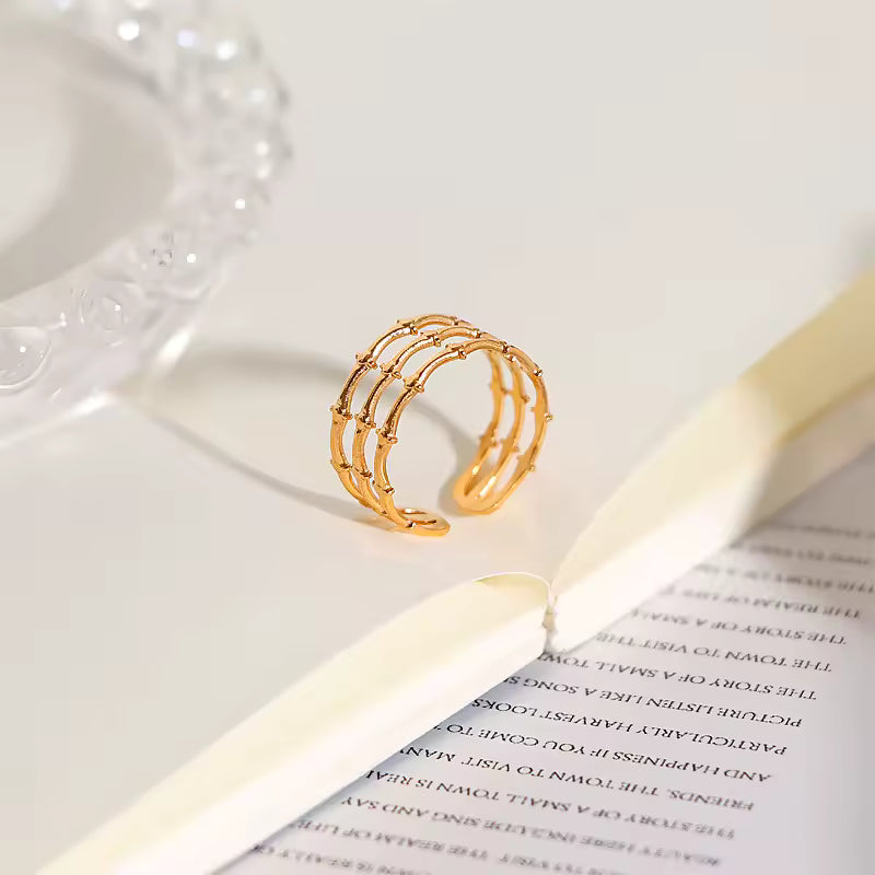 18K Yellow Gold Plated Stainless Steel  Adjustable Opening Ring