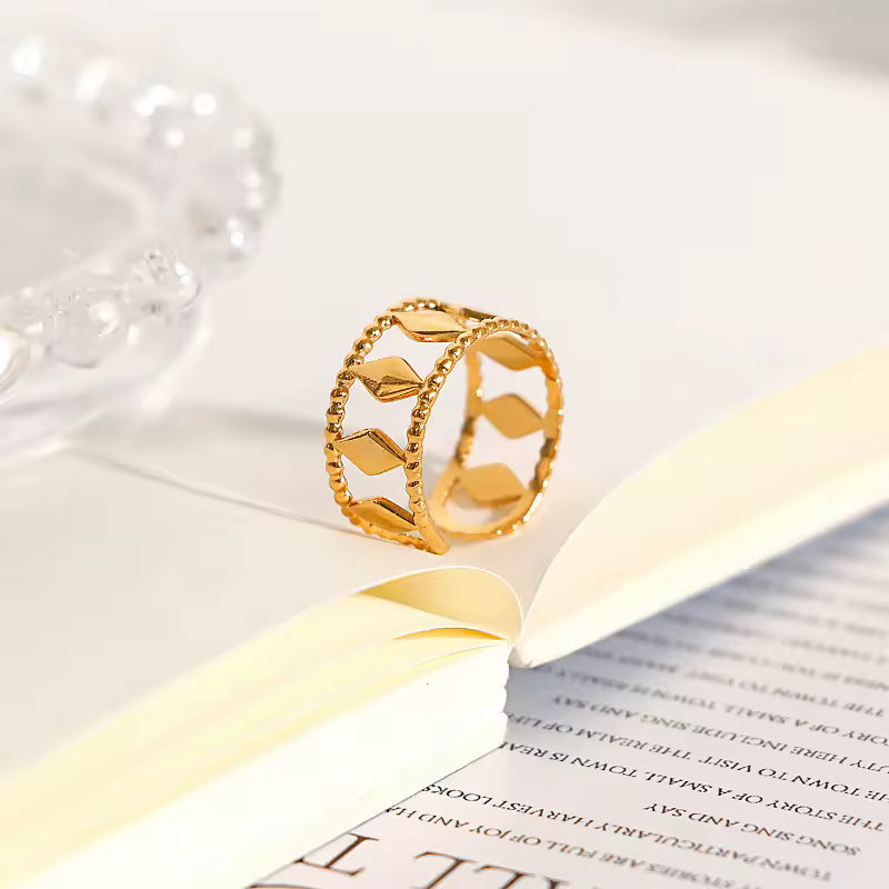18K Yellow Gold Plated Stainless Steel  Adjustable Opening Ring