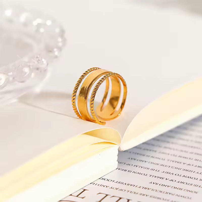 18K Yellow Gold Plated Stainless Steel  Adjustable Opening Ring