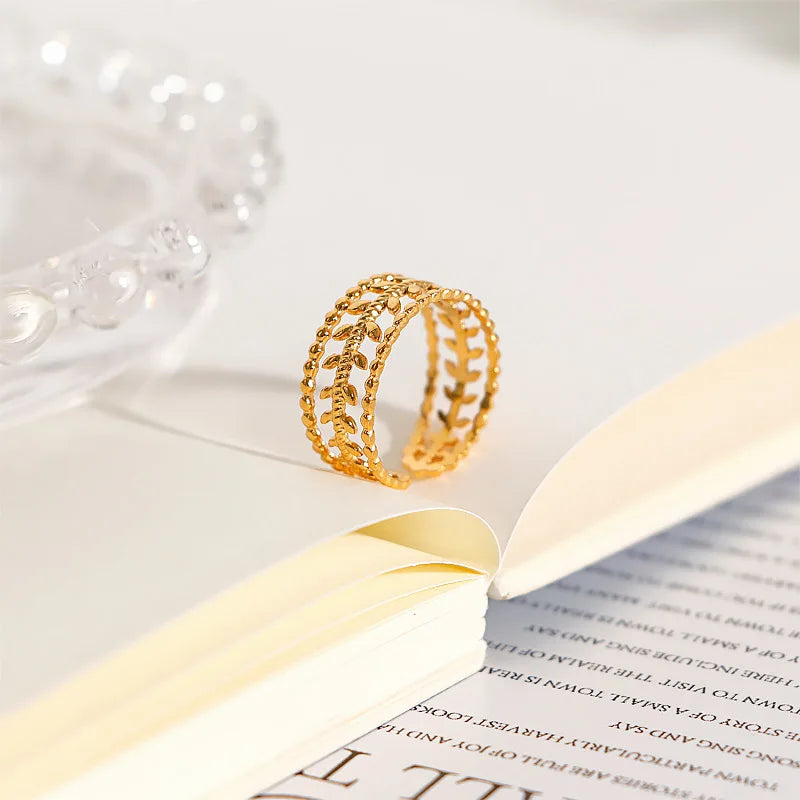 18K Yellow Gold Plated Stainless Steel  Adjustable Opening Ring