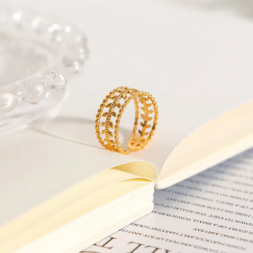Load image 1 in gallery view. 18K Yellow Gold Plated Stainless Steel  Adjustable Opening Ring