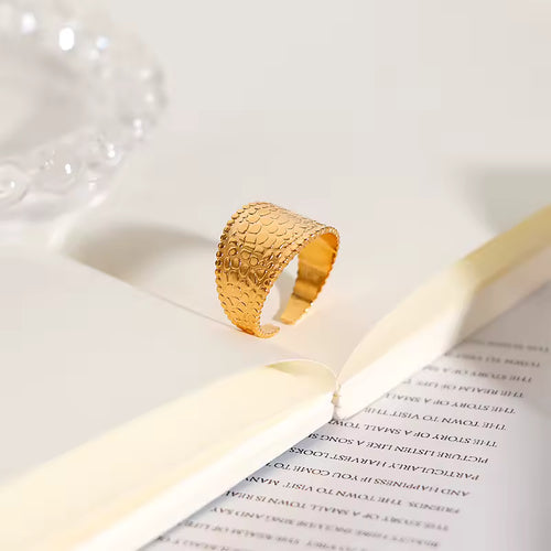 Load image 1 in gallery view. 18K Yellow Gold Plated Stainless Steel  Adjustable Opening Ring