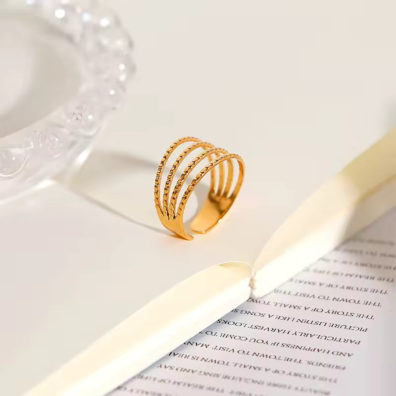 18K Yellow Gold Plated Stainless Steel  Adjustable Opening Ring