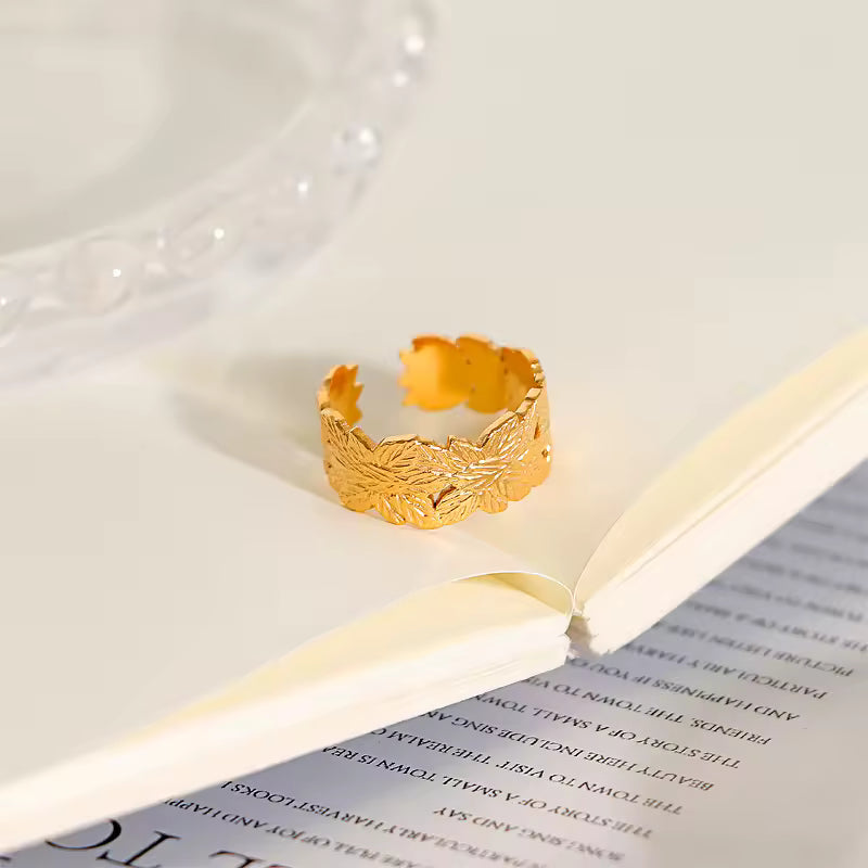 18K Yellow Gold Plated Stainless Steel  Adjustable Opening Ring