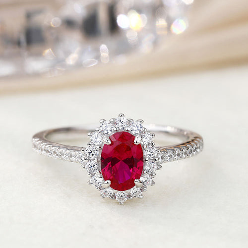 Load image 1 in gallery view. 925 Sterling Silver Ruby Sapphire Ring – Simulated Gemstone Promise Wedding Anniversary Ring for Women