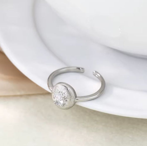 Load image 1 in gallery view. 18K Gold Plated Luxury Gold Brushed Snowflake Zircon Ring | Elegant Women’s Jewelry