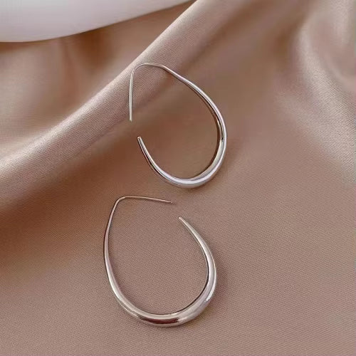Load image 1 in gallery view. 14k Gold Plated Large Oval Pull Through Hoop Earrings