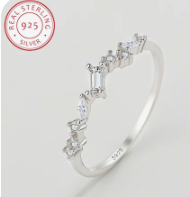 Load image 1 in gallery view. 925 Sterling Silver Small Zircon Shine Princess Cut Ring