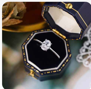 925 Sterling Silver Four-prong Set Oval Zirconia Engagement Ring for Women