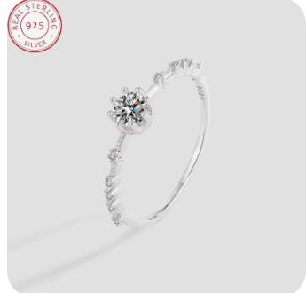 Load image 1 in gallery view. 925 Sterling Silver Clear Zircon Ring for Women