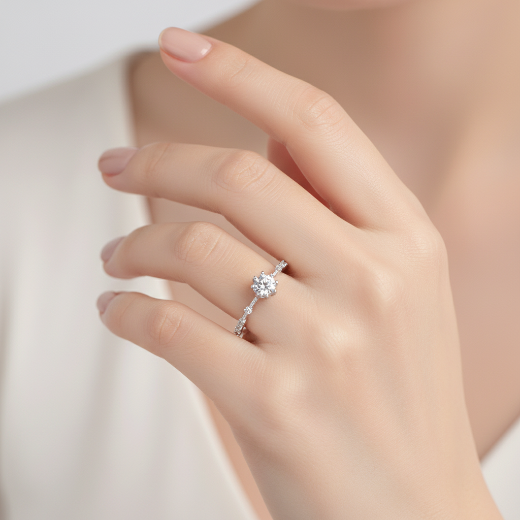 925 Sterling Silver Clear Zircon Ring for Women