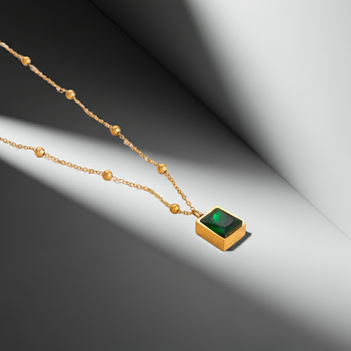 Load image 1 in gallery view. 18K Gold Plated  Emerald Zircon Snake Chain Necklace for Women