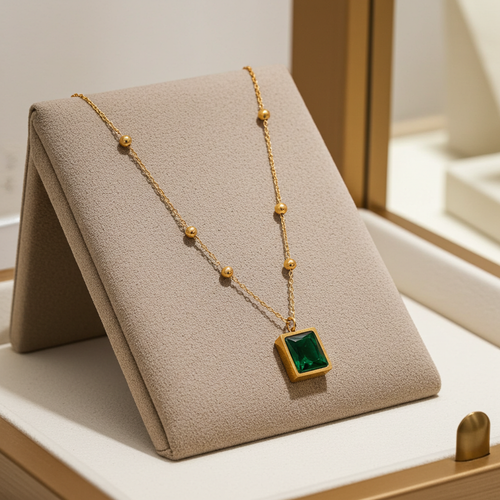 Load image 1 in gallery view. 18K Gold Plated  Emerald Zircon Snake Chain Necklace for Women