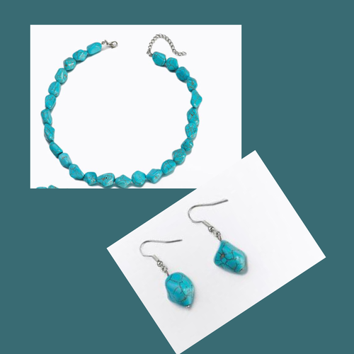Load image 1 in gallery view. 2 Pcs Vintage boho Turquoise Necklaces Set for Women Party