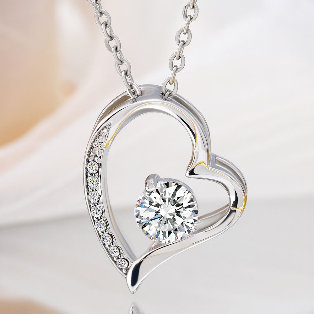 Minimalist 14K Gold Plated Diamond Necklace Love Heart Pendant