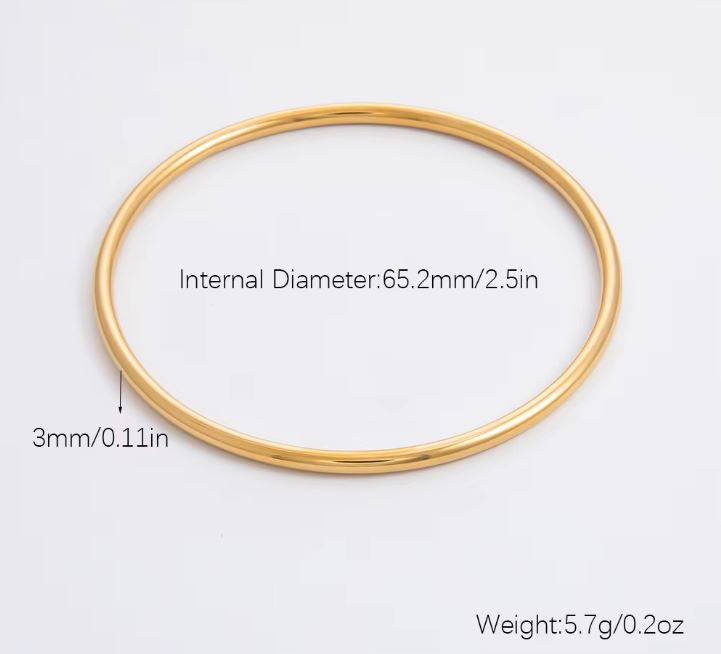 18K Gold Plated Waterproof  Bangle Bracelets Minimalist Band Fashion Jewelry