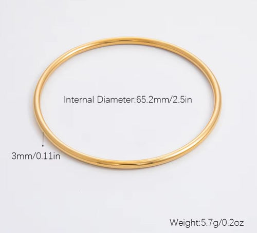 Load image 1 in gallery view. 18K Gold Plated Waterproof  Bangle Bracelets Minimalist Band Fashion Jewelry