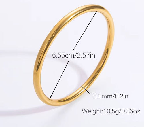 Load image 1 in gallery view. 18K Gold Plated Waterproof  Bangle Bracelets Minimalist Band Fashion Jewelry