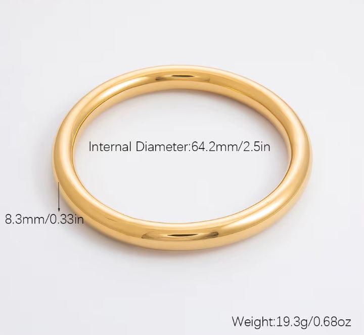 18K Gold Plated Waterproof  Bangle Bracelets Minimalist Band Fashion Jewelry