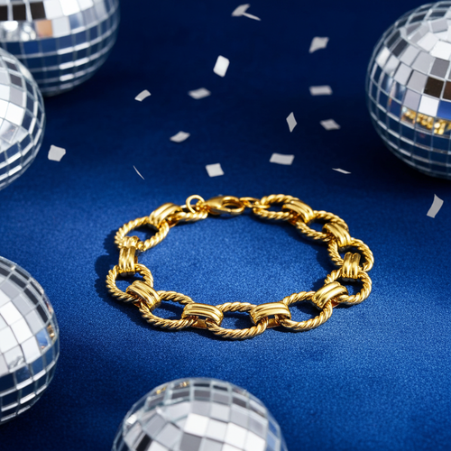 Load image 1 in gallery view. 18K Gold Plated Luxury Fashion Charm Chain Bracelet