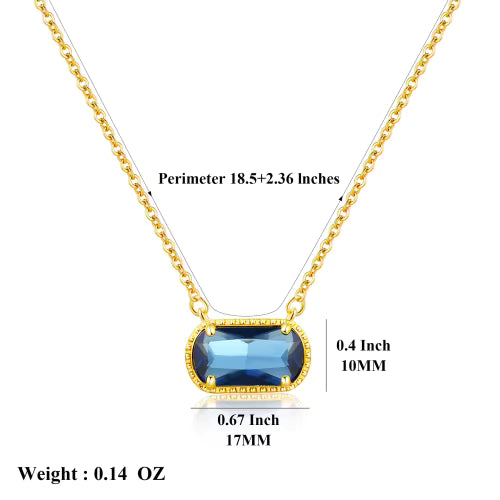18k Gold Plated Pendant for Women Girls Ladies Trendy Cute Birth Stone Gemstone Necklace