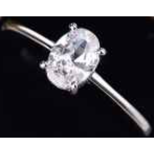 925 Sterling Silver Four-prong Set Oval Zirconia Engagement Ring for Women